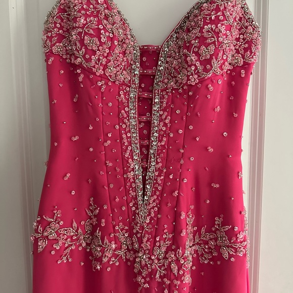 Mori Lee Elegant Pink Embellished Gown - Picture 2 of 11